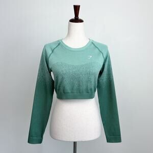 Gymshark Adapt Ombre Green Seamless Long Sleeve Crop Top